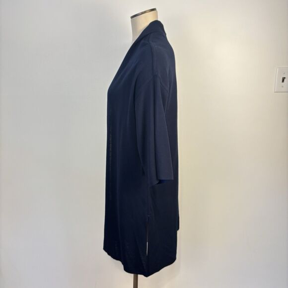 NWT Chicos Open Front Reversible Duster Cardigan Blue Half Sleeve 2 Large READ - Picture 7 of 8